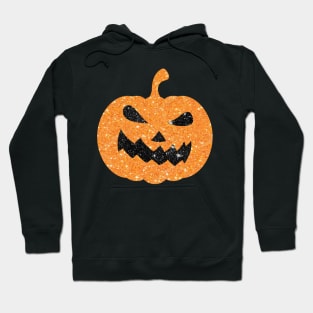 Pastel Orange Faux Glitter Halloween Pumpkin Face Hoodie